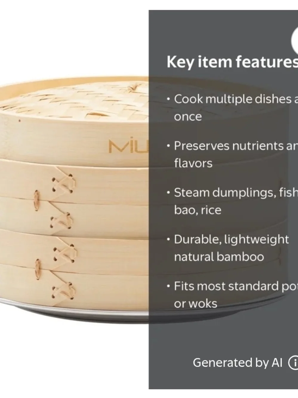 MIU 10 in Bamboo Steamer - 2 Tier, Natural